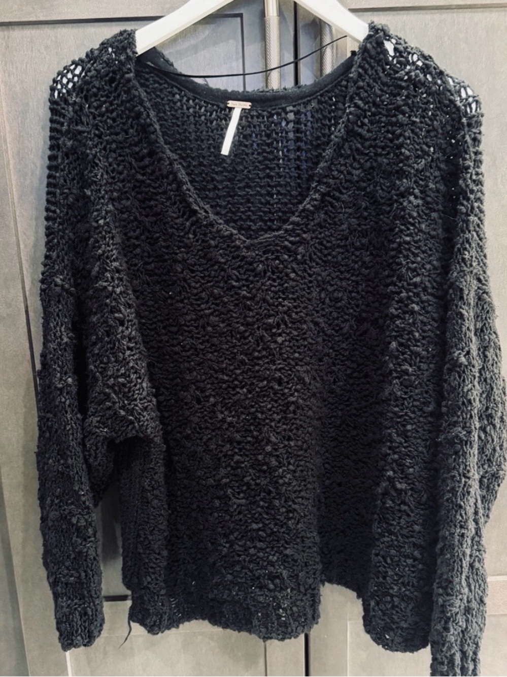 Free people Relaxed Open-Knit Black Women's Sweater